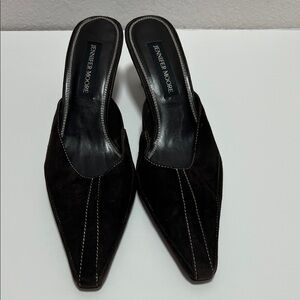 Jennifer Moore Dark Brown Suede Mules